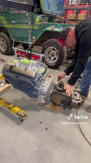 FJ40 V8 swap continues as we mate the Eng & transmission today #toyota #fj40 #landcruiser #holleyperformance #holleysniperefi #v8swap #ome #oldmanemu #bilstein #warnindustries #warnwinch #usmags #slotmags #bfg #bfgoodrich #advanceadapters #rangeriii #torquesplitter #overland #offroad #lucasoil #milwaulkeetools #snapontools #craftsman #mastercraft #lisletools #dixxon