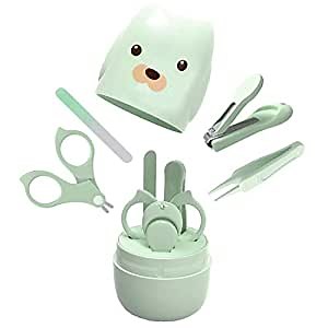 Baby Nail Kit，4-in-1 Baby Nail Care Set，Baby Manicure Kit and Pedicure kit，Baby Nail Clippers, Scissor, Baby Nail File & Tweezer for Baby Boy and Baby Girl (Green)