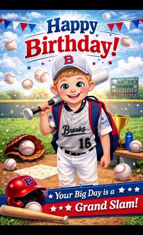 Boys Baseball Birthday Card (unlimited Download) - Etsy