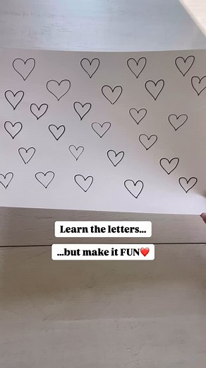 Paint and reveal the letters! This is such a fun and cute way to work on letter recognition. Draw hearts on paper with a permanent marker. Inside each heart, use a white crayon and write a letter in each one. Give your child watercolor paint and let them paint each heart to reveal the letter inside. I gave my daughter a second page with each letter written on it and had her cross off each letter as she found it. Follow us for more fun activity and learning ideas for kids ➡️ @stayathomeactivitymo