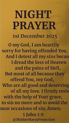 Night Prayer 1st December 2025 | Act of Contrition Prayer | Peace, Forgiveness & Rest #nightprayer