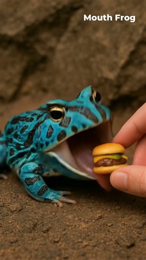 Cute Frog eats Burger🍔 #frog #burger