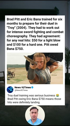 Brad Pitt Owed Eric Bana $750 After Their Brutal Troy Sword Fight Training Sessions