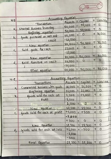 Class 11| Account| Chapter-3| Double Entry System And Accounting Equation| Exercise| Solutions