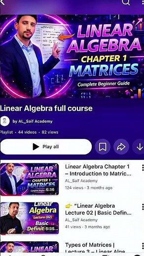 Linear Algebra Full Course | Complete Crash Course in One Video | Al Saif Academy