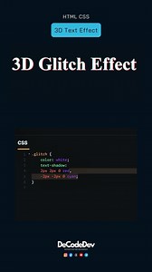 4.9K views · 274 reactions |  3D Glitch Text Effect using HTML CSS...