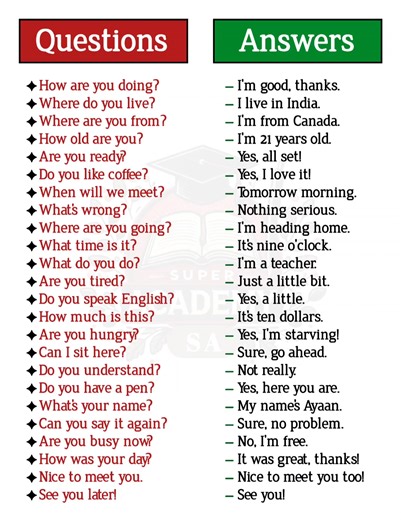 Most Useful English Questions and Answers #learnenglish | Super Academy