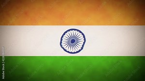 4k India Flag Background Loop With Glitch Fx/ Animation of a vintage grunge textured india flag background, with twitch and glitch effects