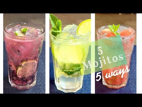5 mojitos, 5 ways, one perfect excuse to keep sipping 🍹(Recipes in the description )#mojito