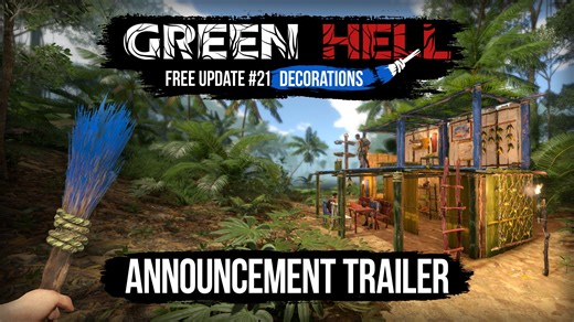 We're proud to reveal the Decorations Update, the 21st and final content update to Green Hell on PC, coming to Steam on September 3rd! Featuring: 🎨 Painting 🛠️ Workbench & Decorations 🔥 Torch Stand & Torch Holder ➕ More! More information about the update itself is available in our Steam News: https://store.steampowered.com/news/app/815370/view/4581937079688915265 | Green Hell