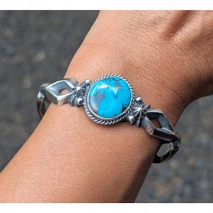 Handmade Navajo Bisbee Turquoise Cuff Bracelet Tufa Native Jewelry Sz 6.75 ** - Etsy