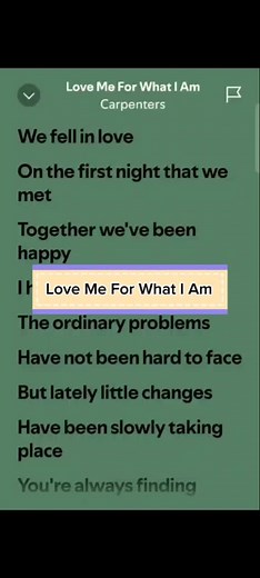 Love Me for What I Am - The Carpenters Lyrics