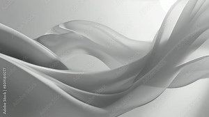 Abstract white fabric background in the wind. Animated movement of the canvas. The waves movements.