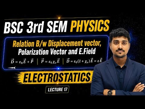 Relation between Displacement vector, polarization density vector and Electric Field | Bsc 3rd sem