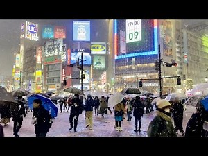【4K】Tokyo Heavy Snowfall in Shibuya 2022
