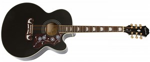 EPIPHONE BY GIBSON - J-200 EC STUDIO JUMBO - BLACK - CUTAWAY ELECTRIC ACOUSTIC GUITAR - GOLD HARDWARE Rockshop