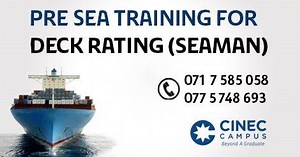 The Seaman course is designed to provide basic qualifications for individuals who want to obtain the CDC and become a professional seafarer. Course Commencement: 27th July 2020 Call Now: 0717585058/ 0775748683 https://www.cinec.edu/courses/pre-sea-training-deck-rating.html | CINEC Campus