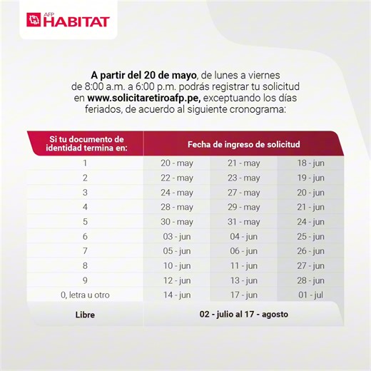 #AFPHabitatTeInforma: Si estás evaluando realizar tu solicitud de retiro de hasta 4 UIT, toma en cuenta estas recomendaciones. 🚨 #AFPHabitatPerú AFP Habitat S.A. | RUC: 20551464971 | AFP Habitat Perú
