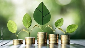 Sustainable finance growth graph, a clean, eco-friendly graph that shows financial trends driven by sustainable investments and green finance,