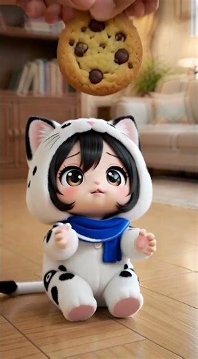 Tiny Cat Anime Girl Tries to Steal a Cookie 🍪🐱 | Cute Mini Anime #Shorts