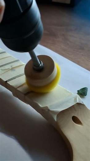 Sanding guitar frets using improvised means #fender #frets #woodworking