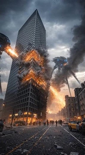 Orange American Curl Cat Escapes Alien City Attack in a Terrifying Realistic Survival Chase 4K