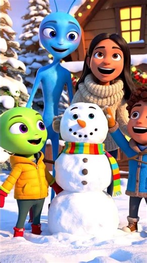 “Building a Snowman with an Alien Friend ⛄👽✨” #cutealiens #disney #christmas2025