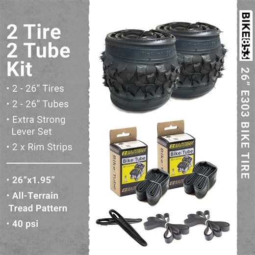 26 Inch Bike Tire Replacement Kit for Mountain Bike Tires 26 X 1.95 Includes Tools. with or Without Tubes Choose 1 or 2 Packs. - BikeGET | The Best Cruiser Bikes (Review) in 2025
