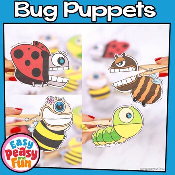 Bug Craft | Clothespin Puppets | Ladybug, Bee, Caterpillar, Butterfly | Insects