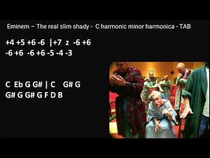 practice: Eminem – The real slim shady - C harmonic minor harmonica - TAB