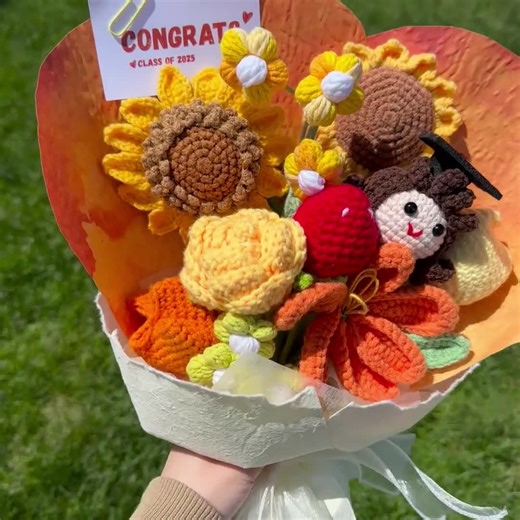 Crochet Graduation Bouquet With Custom Doll: Handmade Flower Keepsake - Etsy