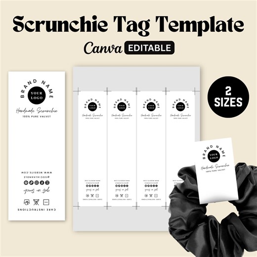 Editable Scrunchie Hang Tag Template: Canva Design (instant Download, 1.9x5 & 1.9x7.7") - Etsy