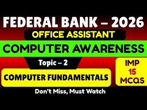Computer Fundamentals MCQS | Federal Bank 2026 Office Assistant | Federal Bank Computer Awareness