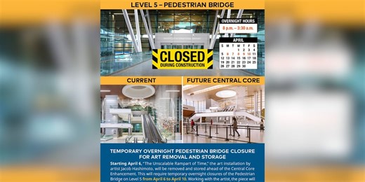 Nashville airport announces planned temporary closure of pedestrian bridge to facilitate enhancements