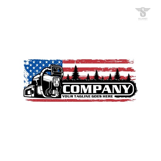 American Chainsaw Logo: Wood Cutting Tree Service Vector Designs (SVG, EPS, PNG) - Etsy