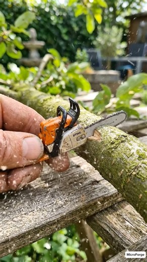 Tiny Chainsaw vs Tree Branch… this feels real 😳🌿