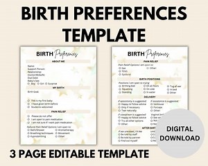 Birth Preference Template, Birth Plan, Birthing Preferences, Birth Check List, Baby Checklist, Birthing Guide, Pregnancy Birth Plan - Etsy Australia