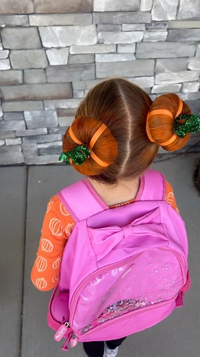 Pumpkin buns for crazy hair day at school or just for a fun fall hairstyle. | Easy Toddler Hairstyles