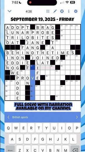 New York Times Crossword Puzzle Quick Solve 9/19/25