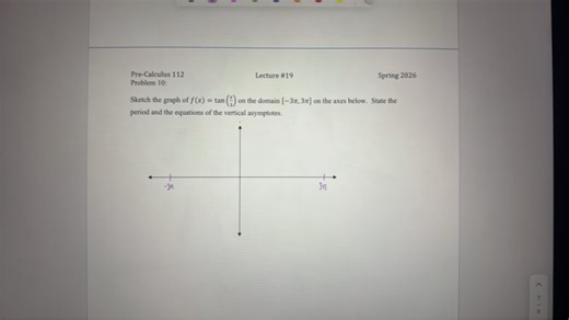 Pre-Calculus 112 Problem 10: Lecture #19 Spring 2026 Sketch t... | Filo