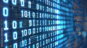 A close-up view of binary code flowing through a digital interface, highlighting the intricate patterns and structures of data.