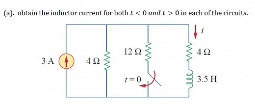(a). obtain the inductor current for both t and t > 0 in each ... | Filo