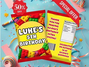 Building Blocks Chip Bag Template: DIY Party Favor (canva Template Digital Download) - Etsy