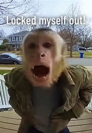 This monkey locked himself out, with the door open? 🙈 In this short funny video a doorbell camera records a monkey on the front porch, who says he locked himself out with the door open! 🙊 Stay tuned for more funny monkey content! 🐒 #monkey #funnymonkey #funnyvideo #xybca #creatorsearchinsights