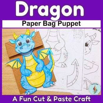 Dragon Paper Bag Puppet Craft Kindergarten & Prek Color Cut and Paste Worksheets
