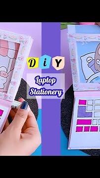DIY cute laptop stationery 💻 / easy to make /paper craft /school hacks / diy stationery/ how to make