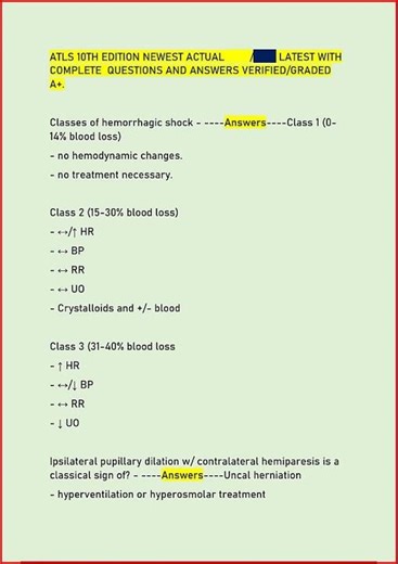 Atls 10Th Edition Newest Actual Latest With Complete Questioupdate video