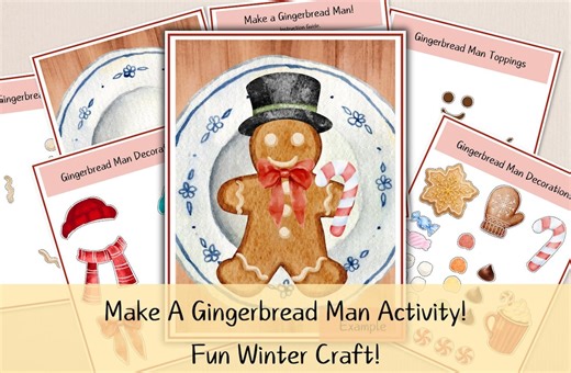 Gingerbread Man Craft Printable | Winter Cut and Paste Activity for Kids - Etsy UK