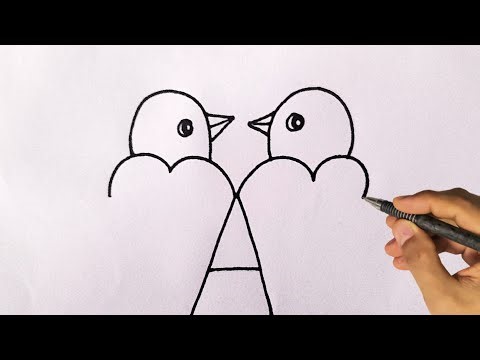How To Draw Love Birds From A Letter l Drawing Pictures l Love Bird Drawings l Letter Drawing
