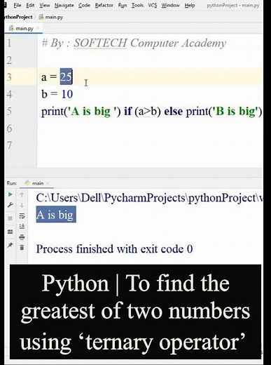 Python Program | To find the greatest of two numbers using ‘ternary operator’ (Conditional Operator)